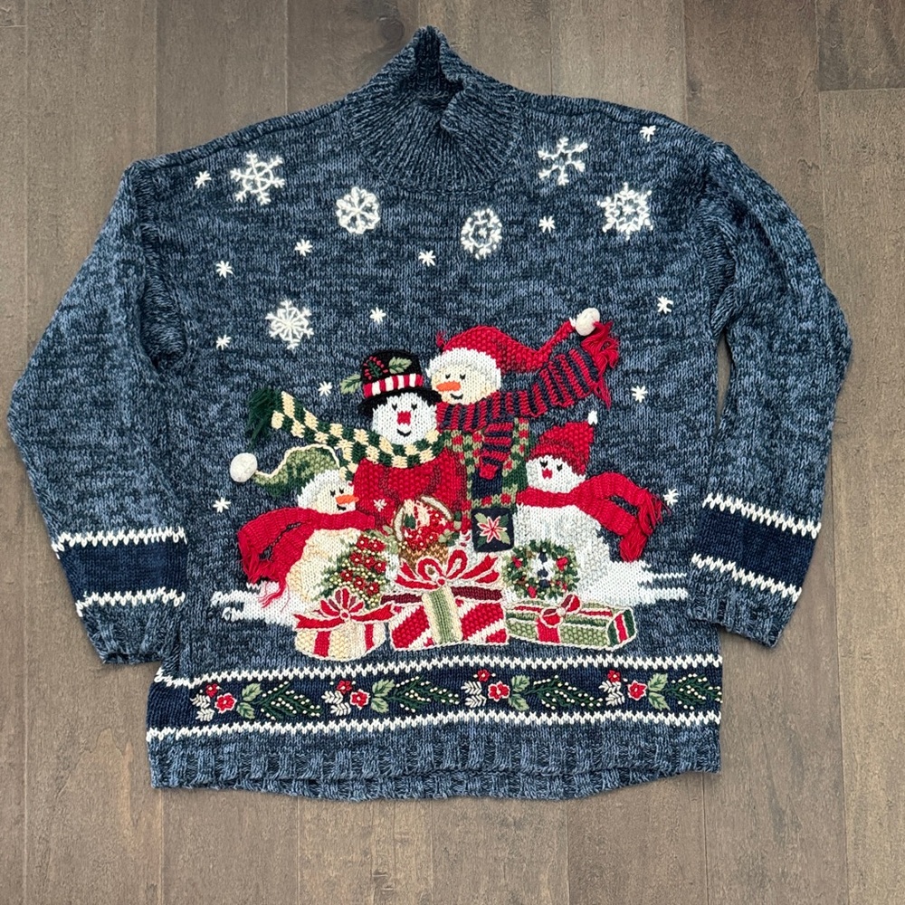 ☃️Vintage Blue Snowman Holiday Sweater